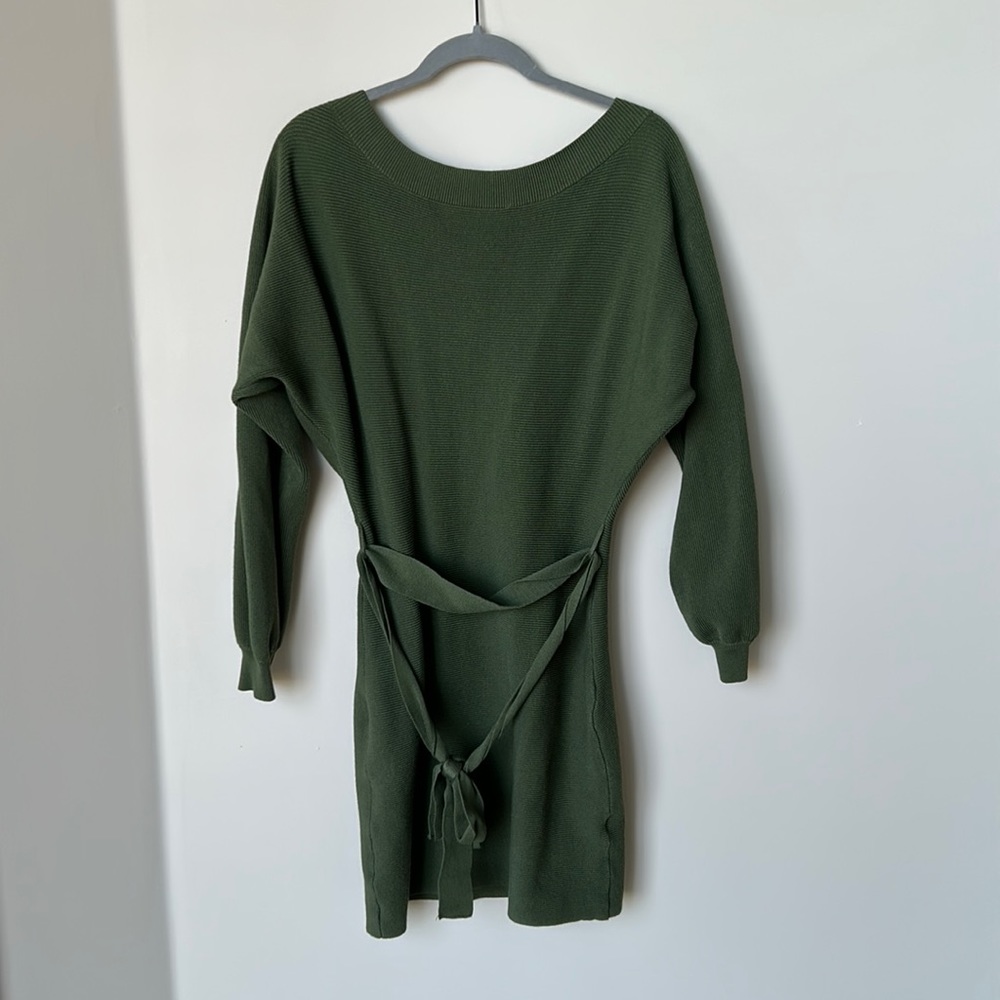 Off Shoulder Sweater Dress Ribbed Knit Bodycon Mini Dresses with Belt